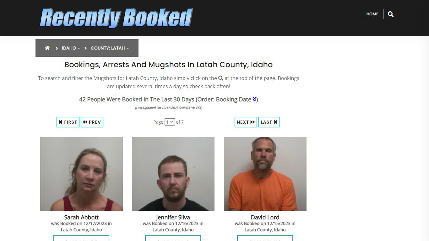 Recent bookings, Arrests, Mugshots in Latah County, Idaho - Recently Booked